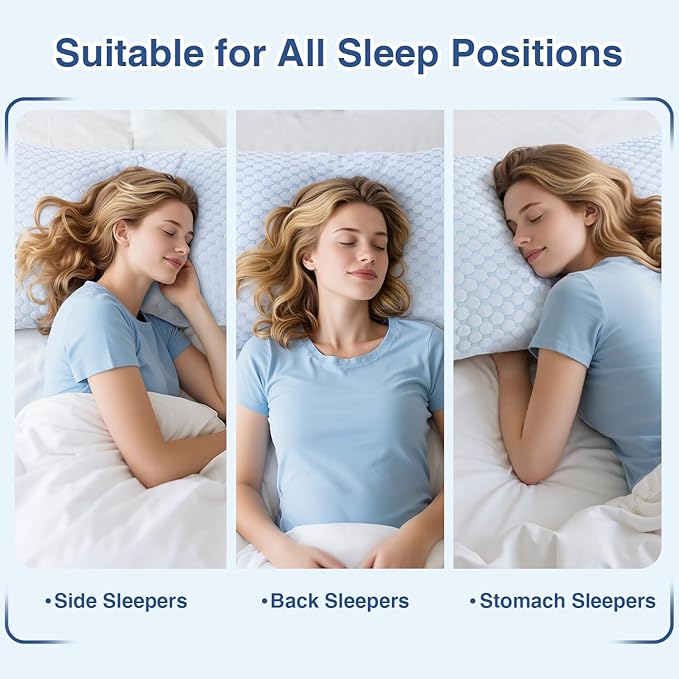 Favocama Cooling Pillow for Sleeping, Shredded Memory Foam Pillows King Size Set of 2, Double Sided Cooling Bed Pillows for Hot Sleepers, Side Back and Stomach Sleepers