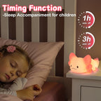 Tremdwoto Axolotl Night Light, 7 Colors Changing Cute Night Light for Kids with Dimmable & Timer,Lovely Rechargeable Novelty Nursery Light,Baby Room Decor,Axolotl Gifts for Girls and Boys