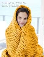YnM Chunky Throw Blanket, Medium-Weight, Hand Knitted, Skin Friendly, Ventilated and Breathable, Machine Washable, Home Décor Piece for Couch, Sofa and Bed (Yellow Fusion, 50x70 Inch)