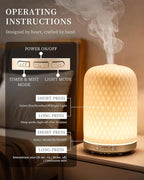 Onaboviva Essential Oil Diffuser - 2.4MHz Ultrasonic Ceramic Diffuser for Home, 120ml, Pulse&Continuous Mist, Bright/Dim/Breathing Lighting, Waterless Auto-Off, Aromatherapy Diffuser with USB Cable