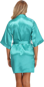 Robe for Women Silky Lightweight Satin Kimono Bride Bridesmaids Wedding Party Robes Dressing Gown Summer Loungewear
