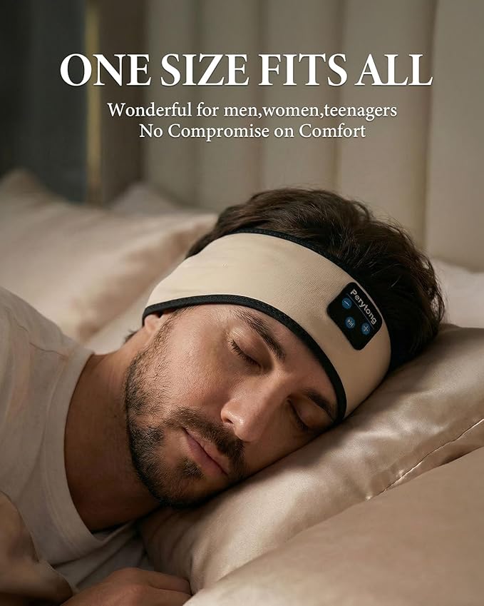 Sleep Headphones Bluetooth 5.4 Headband, Sleep Headphones for Side Sleepers with Ultra-Thin HD Stereo Speakers, Over Ear Headphones Sports Headband Eye Mask for Sleeping Travel, Idea for Men Women