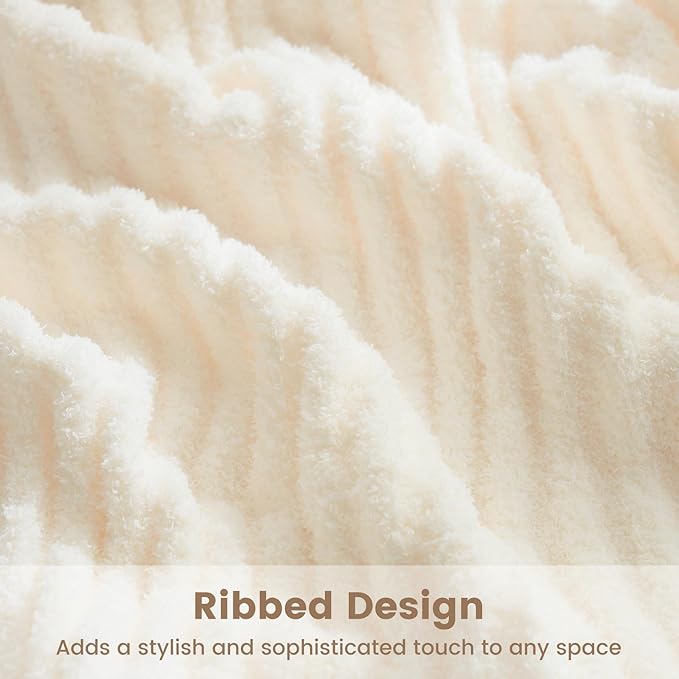 Snuggle Sac Queen Size Blanket for Bed, Soft Luxurious Bedding Blankets, Large Fuzzy Plush Microfiber Blankets, Cream, 90x90 inches