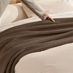 PHF Ultra Soft Waffle Weave Throw Blanket 50"x 60"- Washed Lightweight Breathable Cozy Woven Blanket for Bed - Aesthetic Decor for Couch Bedding Sofa Home Car - Chocolate