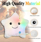 LED Night Light Up Star Pillow for Kids Pillows Stuffed Animals for Girls Boys Children Teens Adults Plushie Birthday Christmas Holiday Valentines Doll Gifts,Glow in The Dark Toys Plush White