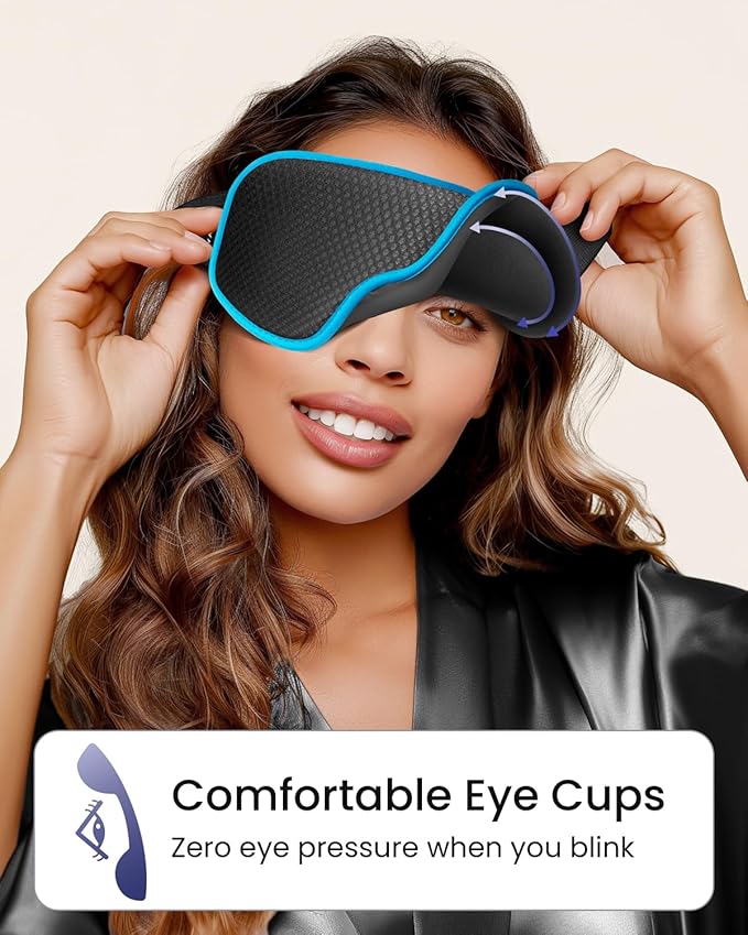 WAOAW Sleep Mask for Men Women: Blackout Eye Masks for Sleep - 3D Breathable Soft Comfortable Eye Mask for Travel - Adjustable Light Blocking Night Masks for Sleeping