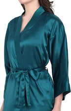 Silk Robes for Women Ankle Length Satin Kimono Robes with Belt Bridemaids Sleepwear Bachelorette Nightgown