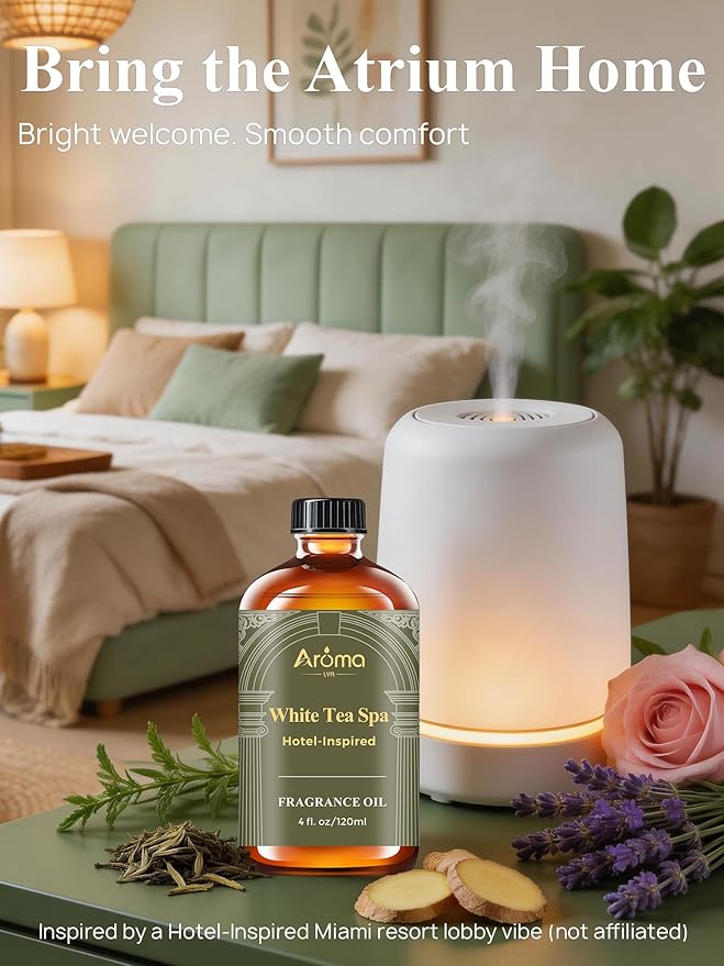 White Tea Spa — A Hotel-Inspired Diffuser Oil, Hotel Diffuser Oil for Diffuser for Home Fragrance Oil for Ultrasonic and Waterless Diffusers and Crafting
