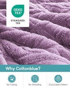 Cottonblue Jacquard Weighted Blanket 15 lbs for Adults Queen Twin Full Size, Fuzzy Sherpa Fleece Weighted Throw Blankets 60x80 in for Relax & Sleep, Cozy Heavy Bed Blankets with Glass Beads, Purple