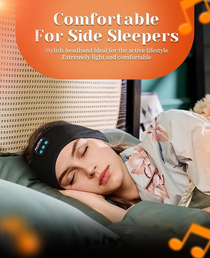 Perytong Sleep Headphones Bluetooth 5.4 Headband, Sleep Headband Headphones for Side Sleepers, Built-in HD Stereo Speakers & Long-Lasting Time Battery, Sports Headband Music Earphones for Nap