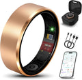 Smart Health Ring 2.0 for Women Men, Slim Scratch & Fingerprint Resistant Design, Efficient Chip Fitness Tracker, Monitors Heart, Warm Gold 10