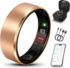 Smart Health Ring 2.0 for Women Men, Slim Scratch & Fingerprint Resistant Design, Efficient Chip Fitness Tracker, Monitors Heart, Warm Gold 10