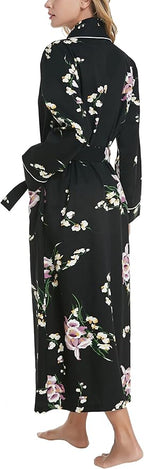 Lavenderi Women’s 100% Cotton Long Kimono Lounge Bathrobe Robe, Ladies Loungewear for Spa