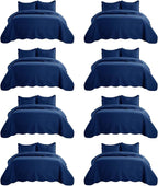 IR Imperial Rooms 8 Pack California King Quilt Bedding Set (118"x106") - Bulk Wholesale for Hotels, Guest Bedroom & Airbnbs - Lightweight Microfiber Reversible Embossed Quilts Bedspread (Navy)