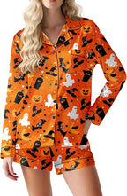Ekouaer Satin Pajama Set for Women Button Down Pj Set Long Sleeve Top and Shorts 2 Piece Loungewear Summer Soft Sleepwear