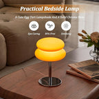 Orange Mushroom Lamp, Mid Century Modern Lamp for Nightstand, Dimmable Retro Egg Tart Bedside Lamps, Home Decor Ambient Lighting Aesthetic Cute Lamps for Bedroom Living Room (NOT Glass)