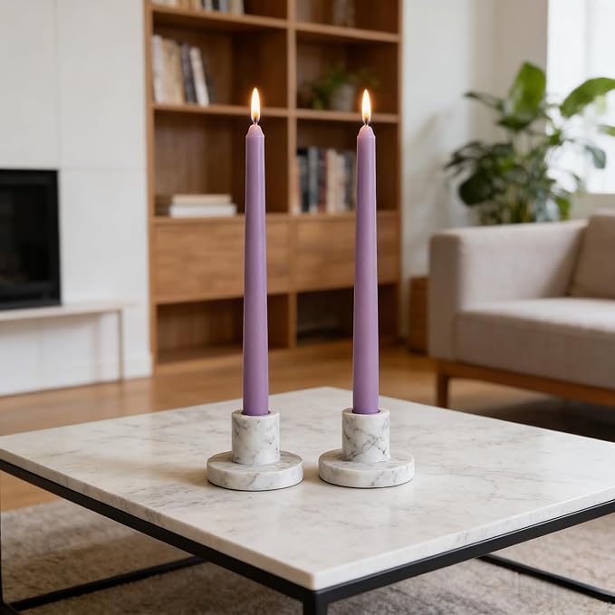 12-Pack Dusty Purple Taper Candles, 10 Inch Unscented Dripless Candlesticks, Long-Lasting Burn Time of 7-8 Hours, Perfect for Home Décor, Weddings, and Events