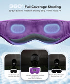 TOPOINT Sleep Mask with Bluetooth Headphones, 3D Eye Mask for Sleep Headphones with White Noise, Total Blackout, 5.4 Bluetooth, Timer, 15 Hours for Women Men, Travel, Meditation, Nap, CPAP Users