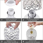 Crystal Table Lamps, Touch Silver Lamp Bedside Bedroom Desk Lamp with 2 USB Charging Port Nightstand Night Light Room Decor for Kids Room, Home Office, Living Room,Bar, Restaurant