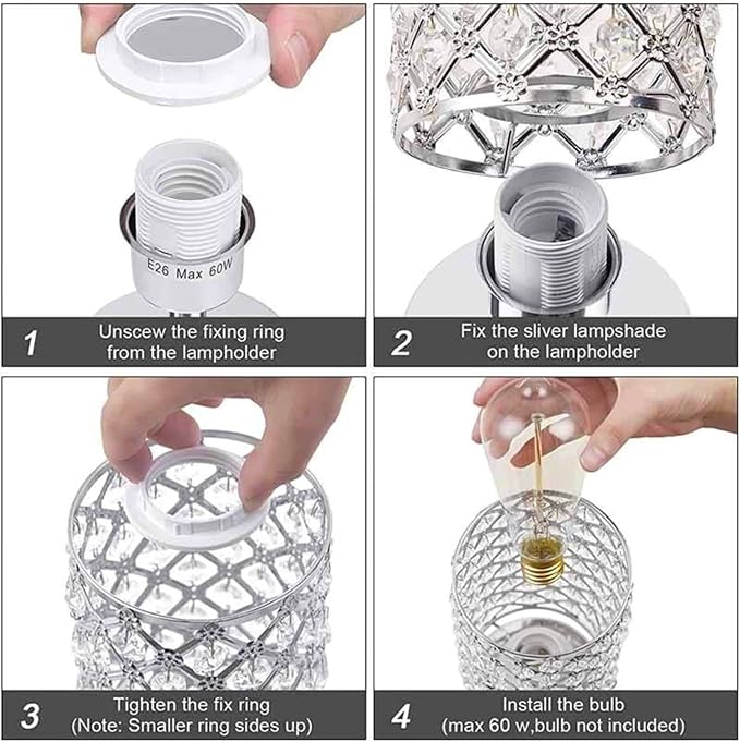 Crystal Table Lamps, Touch Silver Lamp Bedside Bedroom Desk Lamp with 2 USB Charging Port Nightstand Night Light Room Decor for Kids Room, Home Office, Living Room,Bar, Restaurant