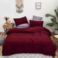 Cottonight Burgundy Comforter Set Full Wine Red Bedding Set Full Solid Claret Comforter Modern Blanket Quilt Breathable Durable Dark Red Comforter Set for Women Men