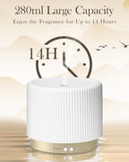 Essential Oil Diffuser -280ml Ceramic Diffuser for Large Room&Commercial Use, 2.4MHz Cool Mist Humidifier & Independent Decorative Light & Aromatherapy Diffuser, Pulse&Continuous Mist, Timer, Auto-Off
