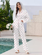 Ekouaer Pajamas For Women Set Silk Pjs 2 Piece Satin Sleepwear Long Sleeve Button Down Lounge Sets With Pant