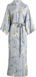 Aensso Long Soft Lightweight Silky Kimonos Robes for Women, Luxury Japanese Floral Womens Kimono Robe