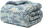 YnM Weighted Blanket, Handmade Chunky Knitted Design, Soft and Cozy, Temperature Regulating and Breathable, Machine Washable Throw for Sleep or Home Decor (Light Blue Tie-Dyed, 50x60 Inch, 10lbs)
