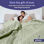 YnM 25lbs Weighted Blanket for Adults, Cotton/Polyester Heavy Bed Throw for All Season Use, Ideal for One Person of 240lbs (60x80 Inches, Queen Bed, Avocado/White Reversible)
