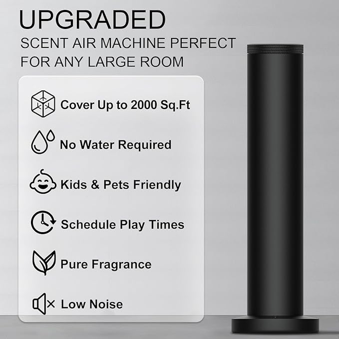 Wireless Hotel Scent Diffuser Starter Kit- Cordless Rechargeable Diffuser for Whole House - Hotel Scents Collection - App Control Waterless Essential Oil Diffuser for Large Room, Studio, Office(Black)