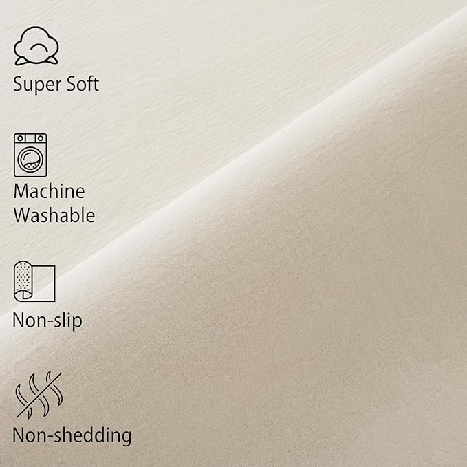 Softlife Area Rug for Bedroom Living Room, Solid Non-Slip 5x7 Fluffy Carpet with Soft Low Pile for Kids Boys Girls, Machine Washable Fuzzy Aethetic Rugs Home Dorm Decor, Creamy White