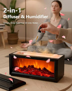 Essential Oil Diffuser, 7-Color Fireplace Fire Flame Aromatherapy Humidifier, 280ml Ultrasonic Aroma Diffuser Valentine's Day Gift with Time Sets and Remote Control for Bedroom Home Yoga Office