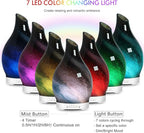 Essential Oil Diffuser Aromatherapy Diffuser - Art Glass Oil Diffuser with Auto Shut-Off Protection 4 Timer Setting 7 Colors Changed LED Night Light for Home Office Decor Gift (Starry Blue)