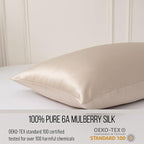 Bella Coterie Luxury Silk Pillowcase for Hair and Skin | 30 Momme | 100% Pure 6A Mulberry Silk | Super Soft | Perfectly Plush [Standard, Champagne]