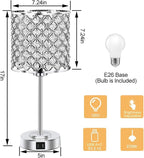 GyroVu Crystal Table Lamp for Bedroom Living Room, Touch Control Bedside Lamp with USB C+A Ports - Dimmable Nightstand Lamp Modern Light, Bulb Included