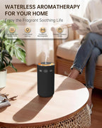 Waterless Essential Oil Diffuser,Portable Car Diffuser Rechargeable-Cordless Scent Air Machine with Fabric Design,Adjustable Mist & Ambient Light for Home, Office,Travel(Black)