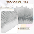 PATIKIL 12" Locker Rug, Small Area Rug Mini Faux Fur Rugs Small Locker Carpet Soft Fluffy Tiny Photography Props Square for Nail Photo Tabletop Background Picture Decoration, Gray