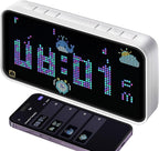 Dekala PixelRise Smart Alarm Clock for Bedroom,Pixel Art LED Dot Matrix Display, Weather Temperature Animation, Loud Dual Alarm for Heavy Sleeper, Sleep White Noise, WiFi Weather & DST Time Sync, App