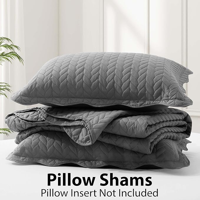 IR Imperial Rooms 8 Pack Quilt King Size Bedding (106" x 96") - Bulk Wholesale for Hotels, Guest Bedroom & Airbnbs - Lightweight Microfiber Reversible Embossed Quilts Bedspread (Grey)