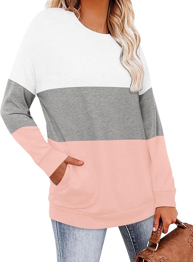 Magritta Women's Long Sleeve Leopard Color Block Tunic Comfy Crewneck T Shirt Tops Black XL