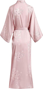 Aensso Long Soft Lightweight Silky Kimonos Robes for Women, Luxury Japanese Floral Womens Kimono Robe