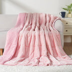 Cottonblue Weighted Blanket Twin 15 Pounds for Adults, Plush Blankets for Sofa Bed, Heavy Blanket with Glass Beads, Thick Fuzzy Blanket with Soft Plush Flannel for Winter Xmas, 48x72inch, Blush Pink