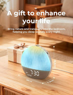 LIORQUE Sunrise Alarm Clock, Digital Alarm Clocks Bedside, Wake up Light with White Noise for Heavy Sleepers, 30 Sleep Sounds, Sleep Timer, Adjustable Volume & Brightness,Screen Free Design, Bluetooth