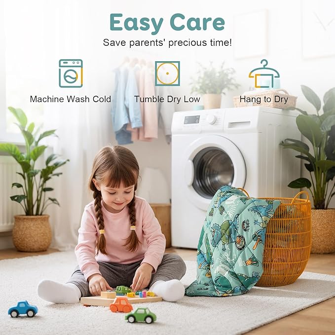 Kivik Dinosaur Weighted Blanket 5lbs, Cooling Breathable Small Blankets, Soft Heavy Throw for School Calming & Bed Sleep Gifts for 4 5 6 7 + Year Old, Machine Washable, 36''x 48'', 5 Pound, Green Dino