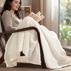 PHF Ultra Soft Waffle Weave Throw Blanket 50"x 60"- Washed Lightweight Breathable Cozy Woven Blanket for Bed - Aesthetic Decor for Couch Bedding Sofa Home Car - Coconut White
