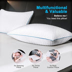 VVZ Cooling Bed Pillows Standard Size Set of 4,Shredded Memory Foam Pillows with Gel, Adjustable Firmness for Side, Back, Stomach Sleepers, 20x26, White