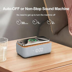 REACHER 15W Fast Magnetic Wireless Charging Alarm Clock with White Noise Machine, Woodgrain Style, 20 High‑Fidelity Sounds, Gradual Wake & Snooze, 0–100% Dimmable Digital Clock, Bedroom & Office