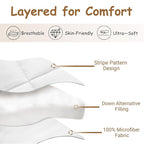 ZPECC Toddler Down Alternative Comforter, 39x47 Hypoallergenic Baby Blanket Quilt, Soft Breathable Lightweight All Season Kids Duvet Insert for Crib Stroller Cot Daycare, White Stripe