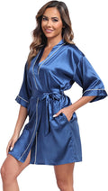 Women Satin Robes Short Silk Kimono Robe Lightweight Bridal Party Robes Bride Bridesmaids Ladies Loungewear Sleepwear